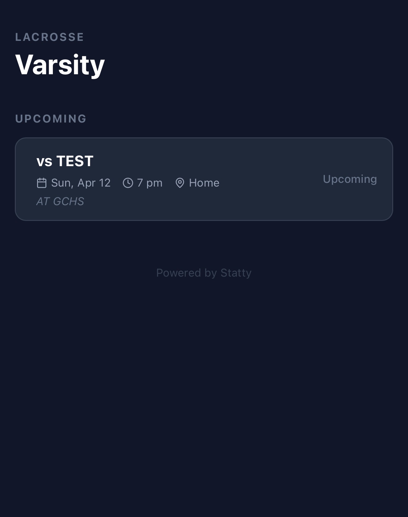 Public-facing schedule page for parents