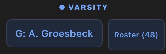 Goalie designation button showing current goalie name